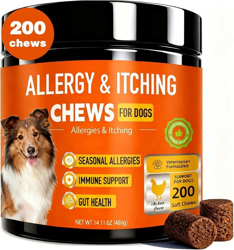 Dog Allergy Chews for Itch Relief and Healthy Skin - Chicken Flavor - Now 26% Off!
