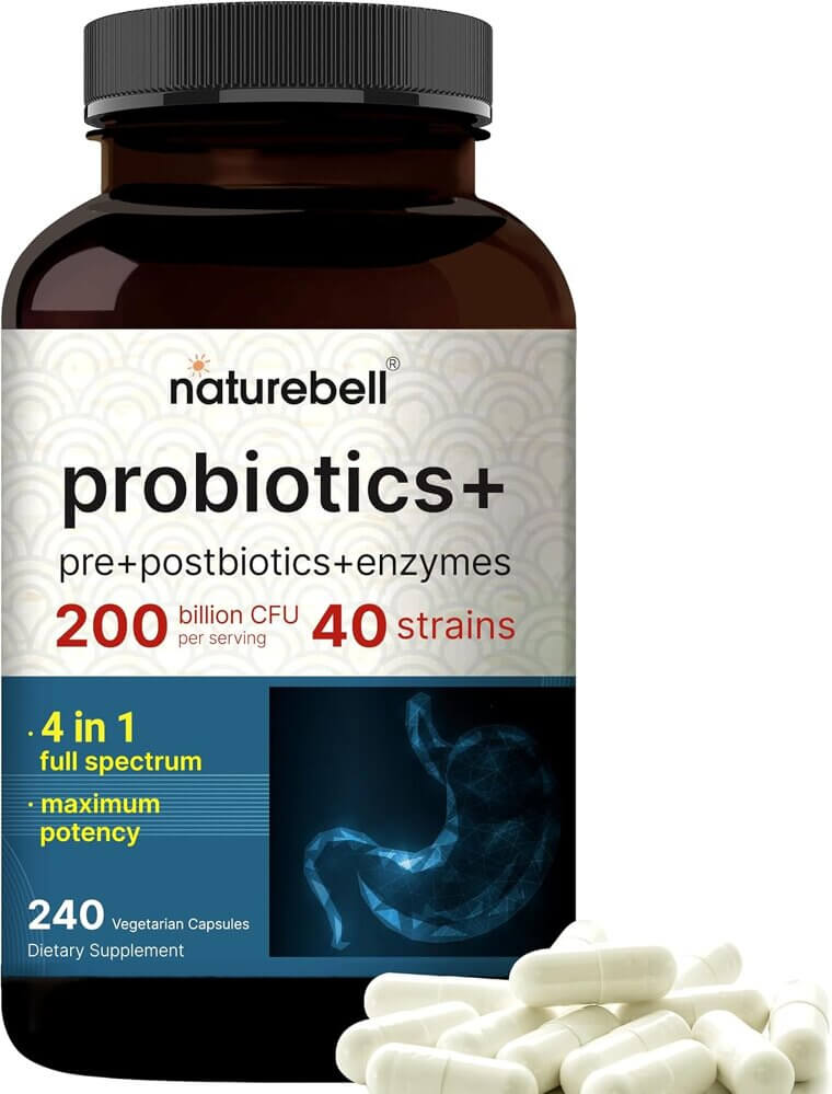 NatureBell Probiotic Capsules - 200 Billion CFU Power for Digestive Health - Now 20% Off!