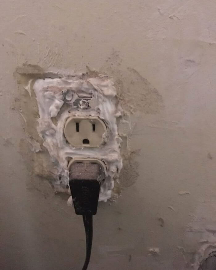 That's Definitely Not How To Secure An Outlet