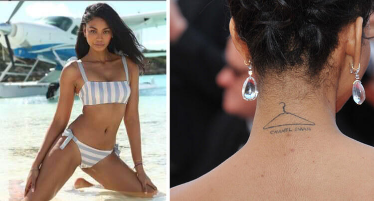 Chanel Iman's Clothing Hanger Tattoo