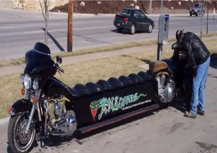 Le mille-pattes - Une moto qui s'est transformée en limousine