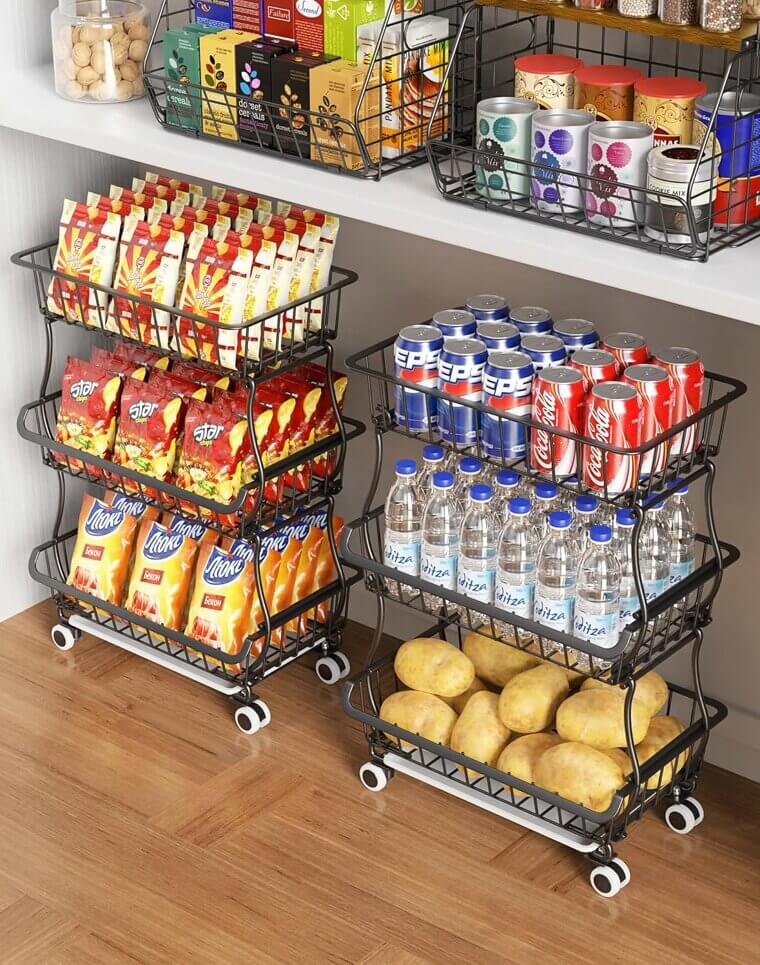 3-Tier Pantry Cart - Convenient Rolling Storage Solution - Now 17% Off!