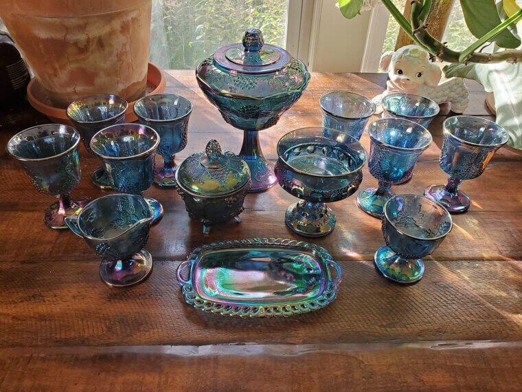 Carnival Glass Bowls and Pitchers