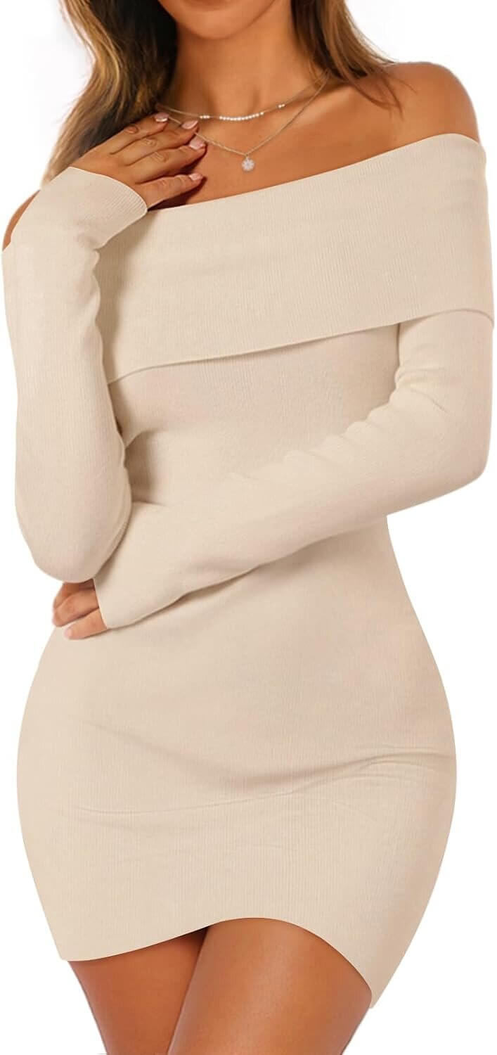 Off Shoulder Sweater Dress: Chic Style for Night Out - - Don’t Miss the 15% Discount!