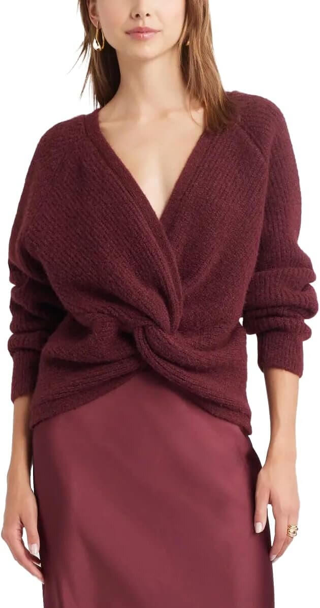 V Neck Twist Sweater - Reversible, Sexy & Comfy Knitwear for Date Night - Now 25% Off!