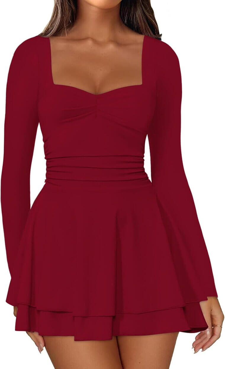 IWD Square Neck Dress - Perfect for Fall & Winter Parties 