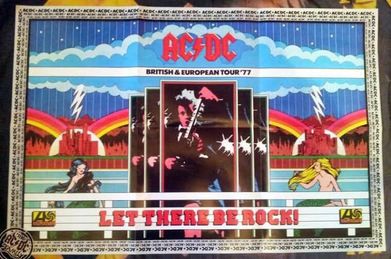 AC/DC 'Let There Be Rock' 1977 Promo Poster - The High Voltage Advertisement - $900