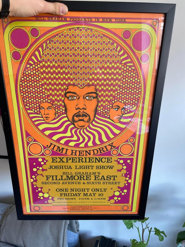 Jimi Hendrix Experience 1968 Fillmore East Poster - The Psychedelic Masterpiece - $4,000