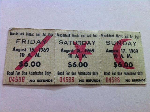 Original Woodstock 1969 Ticket Stubs - A Piece of Festival History - $1,000