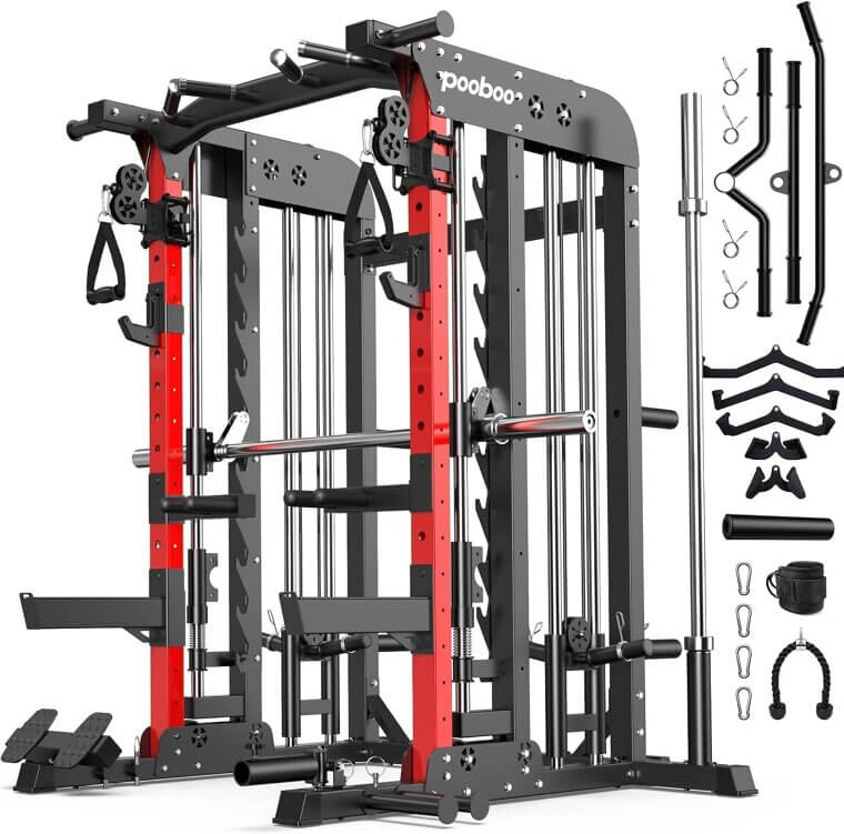 Pooboo Power Cage - Multifunctional Home Gym with 2000LB Capacity - Now 29% Off!