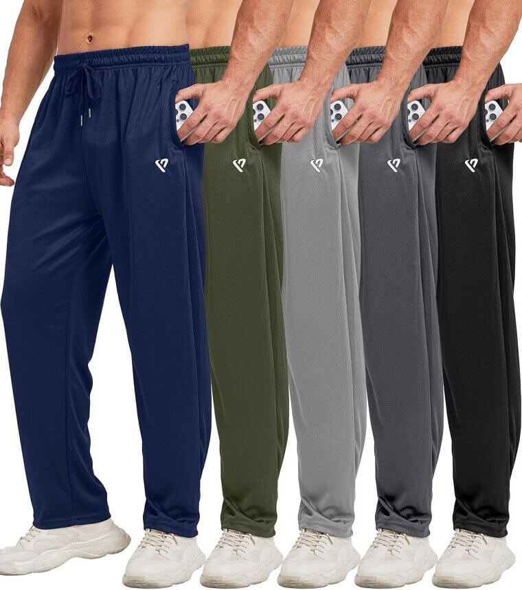 Men's Sweatpants 5-Pack - Comfortable Joggers with Zip Pockets - 29% Off!