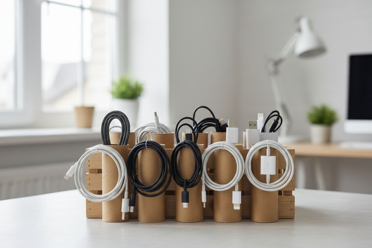 The Cardboard Tube Cord Organizer