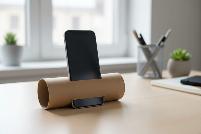 The Toilet Paper Roll Phone Stand