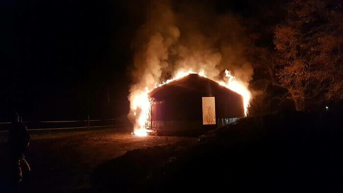 Guess They Didn't Know the Fireplace Goes Outside the Yurt