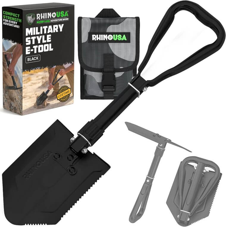 RHINO USA Survival Shovel - Versatile and Durable Tool for Any Adventure 