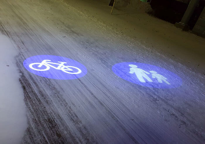 Projected Street Markings so You Can See What the Snow Covers up