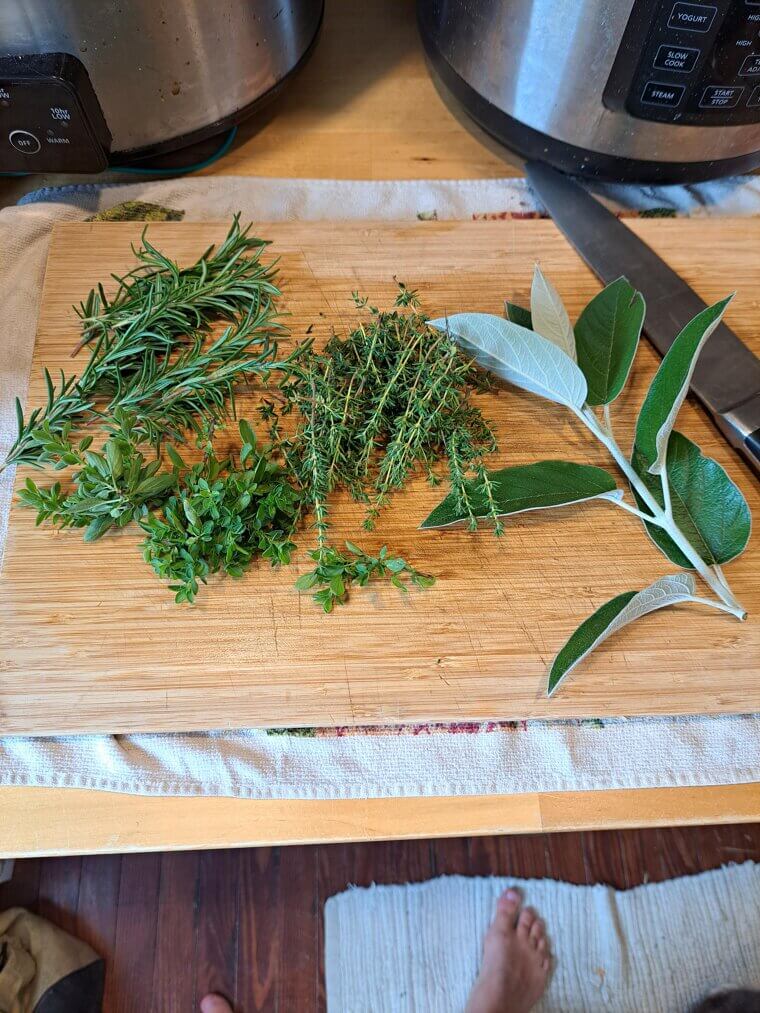 Steeping Fresh Herbs in Warm Cream for Sauces