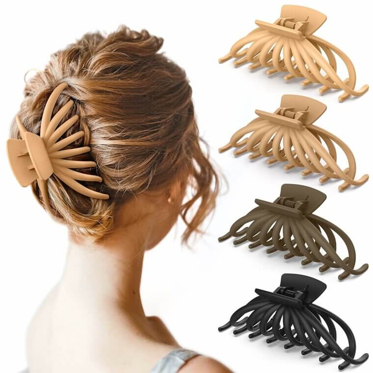 Stylish Hair Clips for Thick Hair - 4 Pack in Neutral Colors - Now 10% Off!