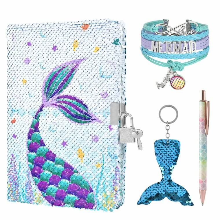 Enchanting Mermaid Notebook Set With Sequins, Pen & More!