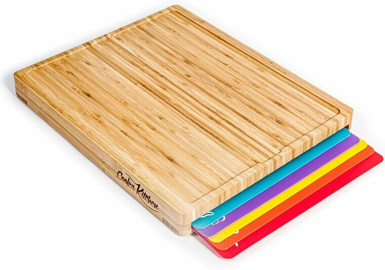 Durable Bamboo Cutting Boards with Color-Coded Mats for Safe Meal Prep