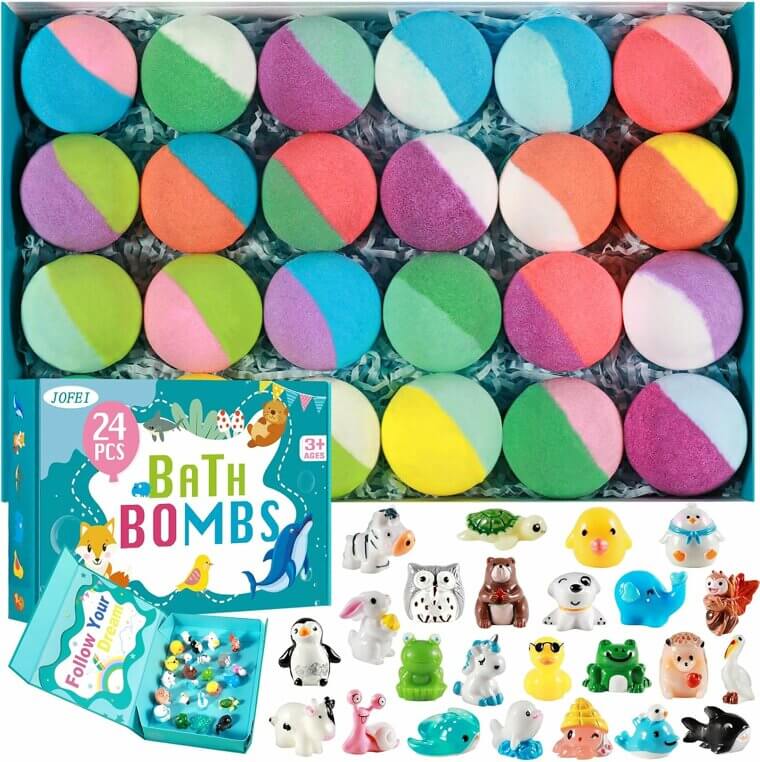 24 Pack Kids Bath Bombs With Surprise Toys Inside - 26% Off!