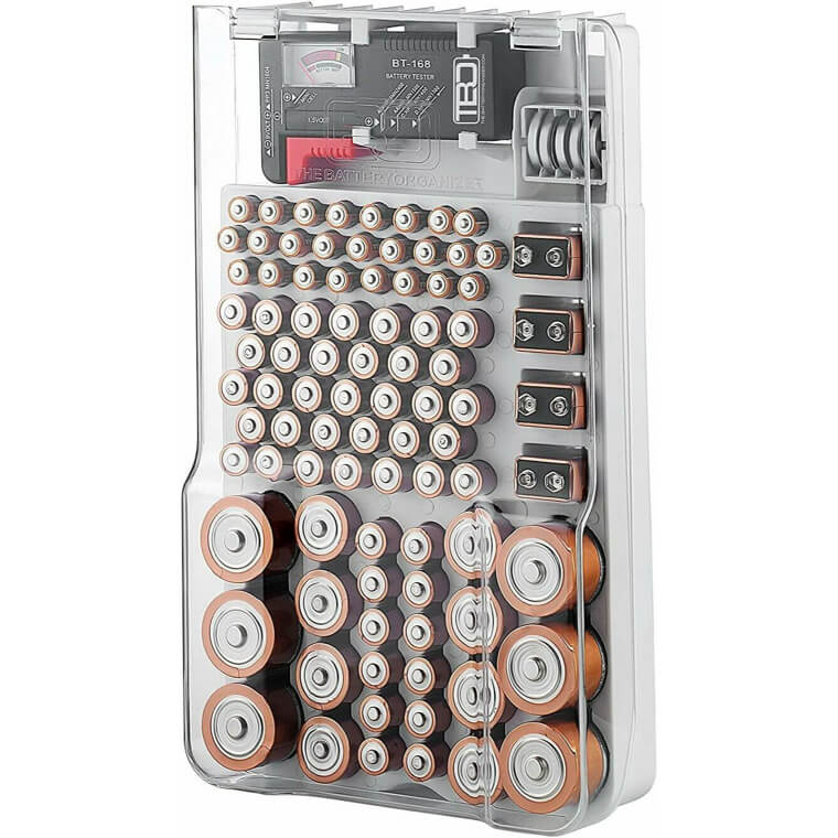 Organize with Battery Organizer - Holds 93 Batteries! 