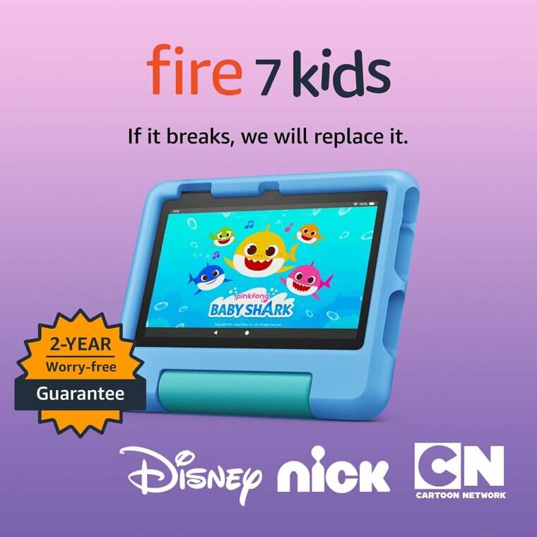 Discover the Fire 7 Kids Tablet with 2-Year Worry-Free Guarantee
