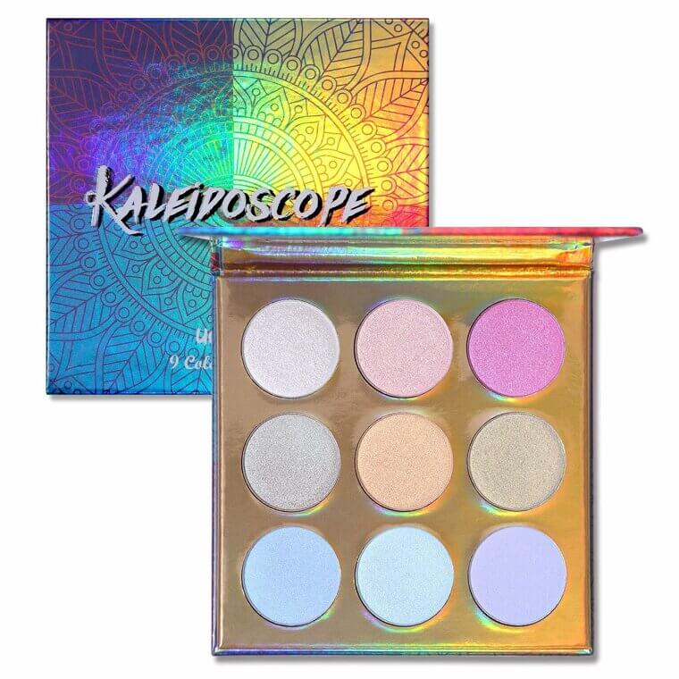 UCANBE Kaleidoscope Holographic Highlighter Palette - 9 Shimmering Colors 