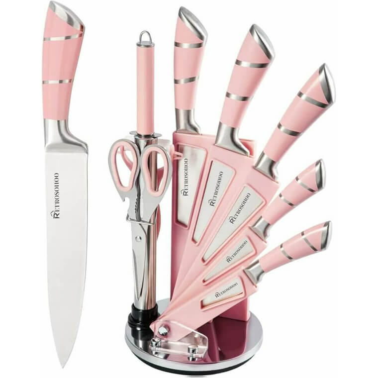 Enhance Your Kitchen With Retrosohoo Pink Knife Set - Stylish & Functional - Now 25% Off!