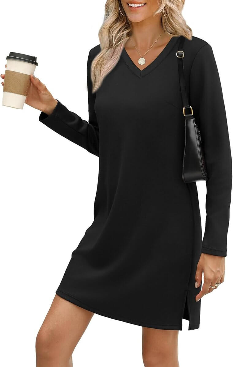 Sampeel V Neck Dress - Perfect Fall Fashion - Now 10% Off!