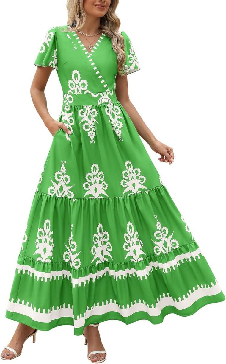 PRETTYGARDEN Boho Maxi Dress - Flowy Summer Style with Pockets - Enjoy 34% Off!