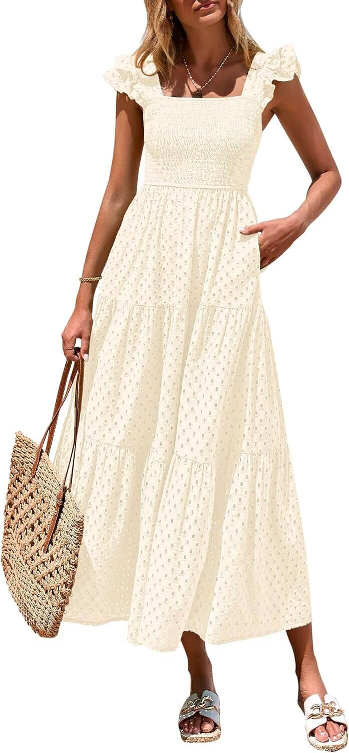 PRETTYGARDEN Summer Maxi Dress - Flowy Style with Pockets 