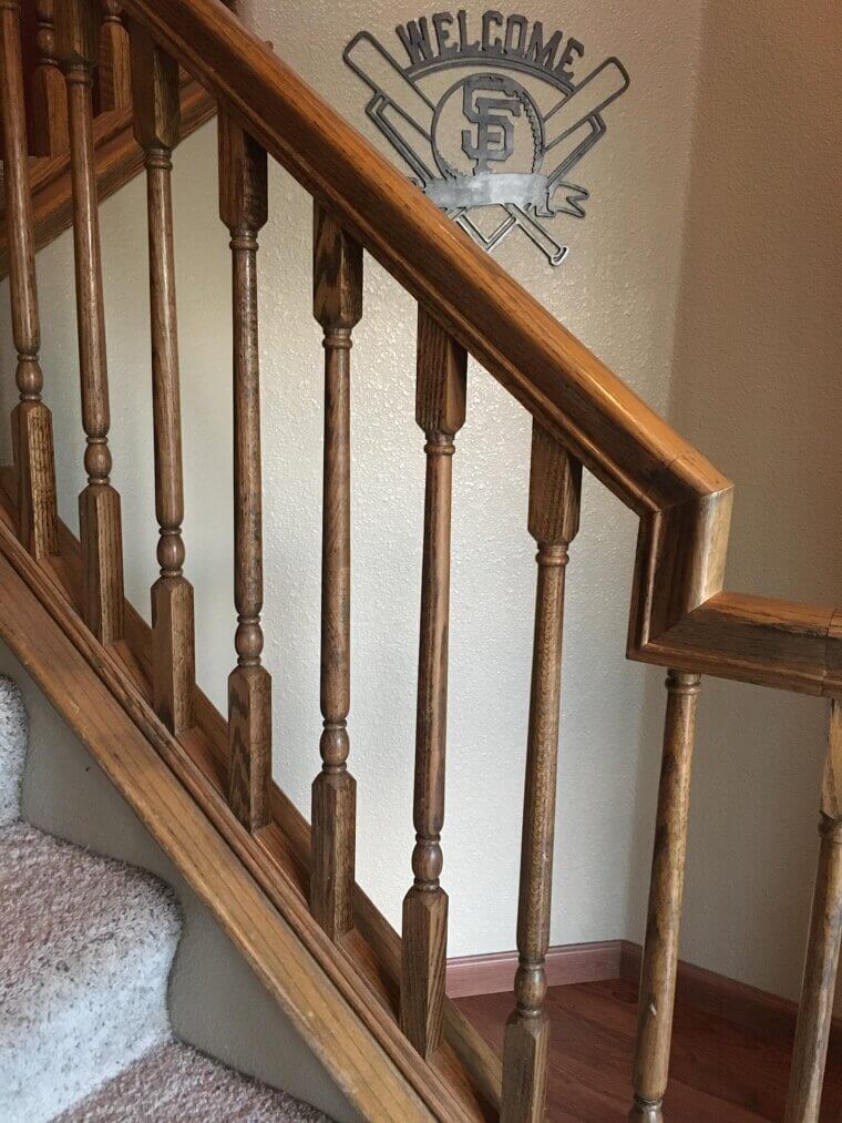 Heavy Oak Stair Railings with Orange Finishes