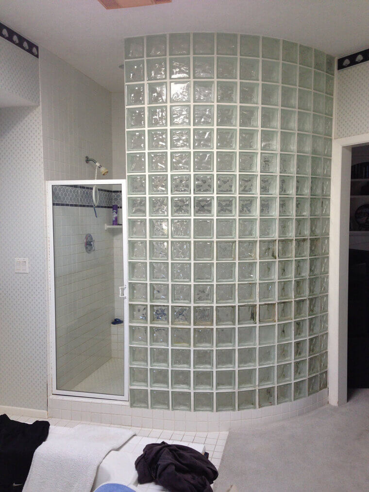 Glass Block Walls: The 80s Office Look in the Shower