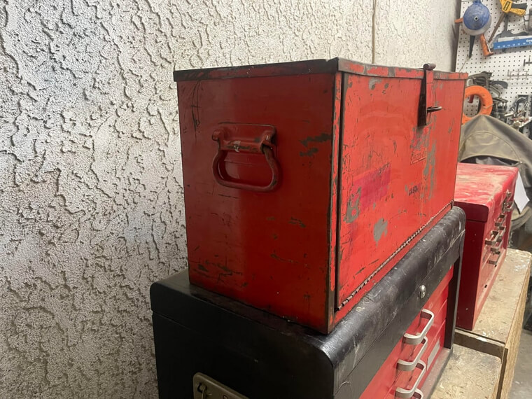 Vintage Metal Toolboxes With Reinforced Hinges