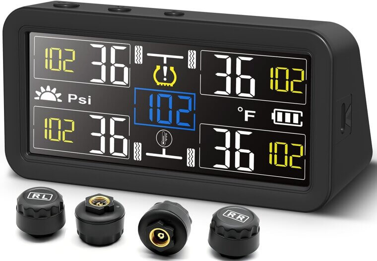 Tire Pressure Monitor with 4" LCD & Dual Charger - Enjoy 10% Off!