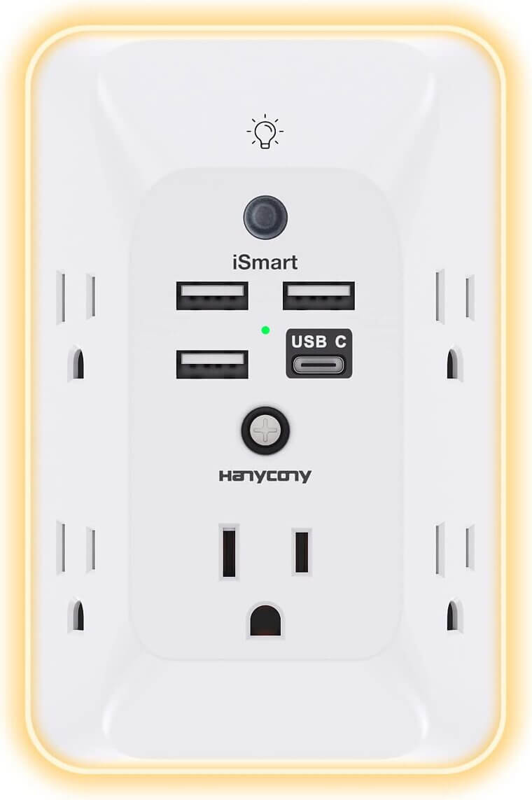 HANYCONY Outlet Extender with Night Light and USB Ports - Now 23% Off!