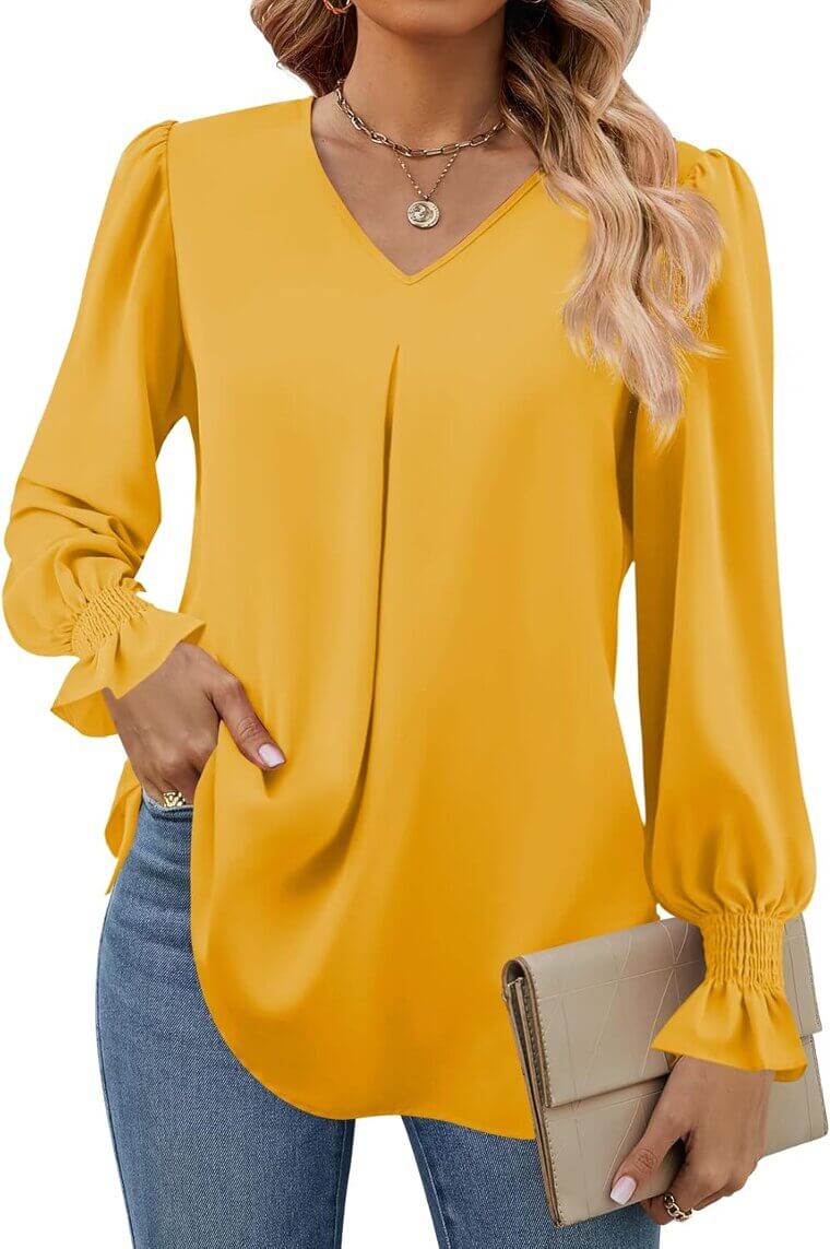 Funlingo Women's Tops - Chic V Neck Tunic for Work or Play - Enjoy 58% Off!