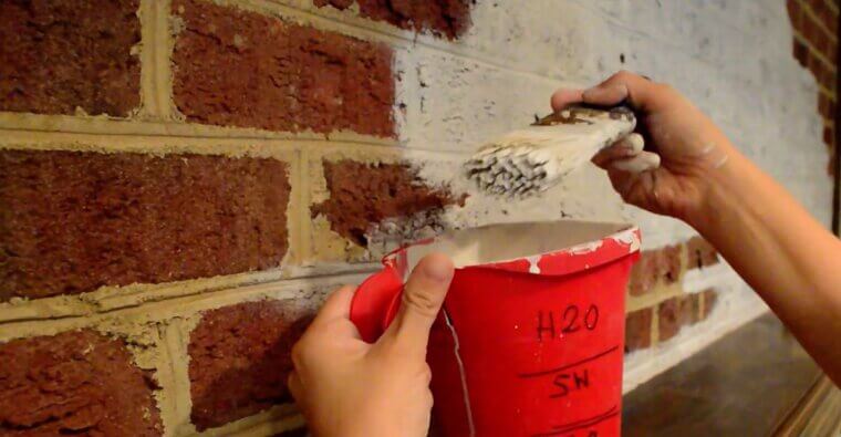 Whitewashed Brick Backsplash