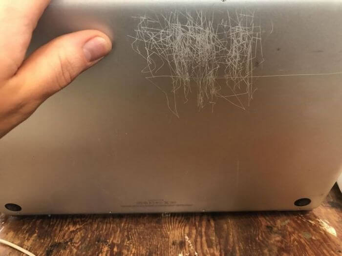 Scratches All Over The Bottom Of A Laptop
