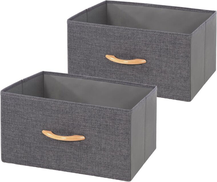 Foldable Storage Baskets with Wooden Handles - Organize Your Closet Effortlessly - Enjoy 14% Off!