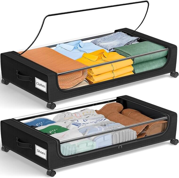 GoMaihe Under Bed Storage: Space-Saving XXL Bins with Wheels - 2-Pack - Now 27% Off!