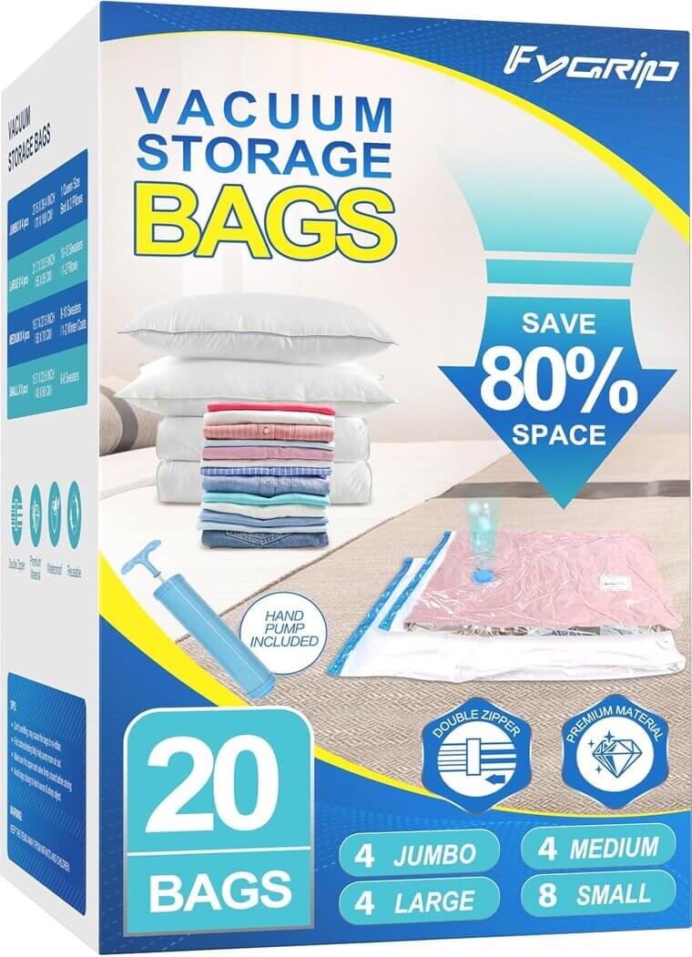 Fygrip Vacuum Storage Bags - Ultimate Space Saver for Home & Travel - Enjoy 27% Off!