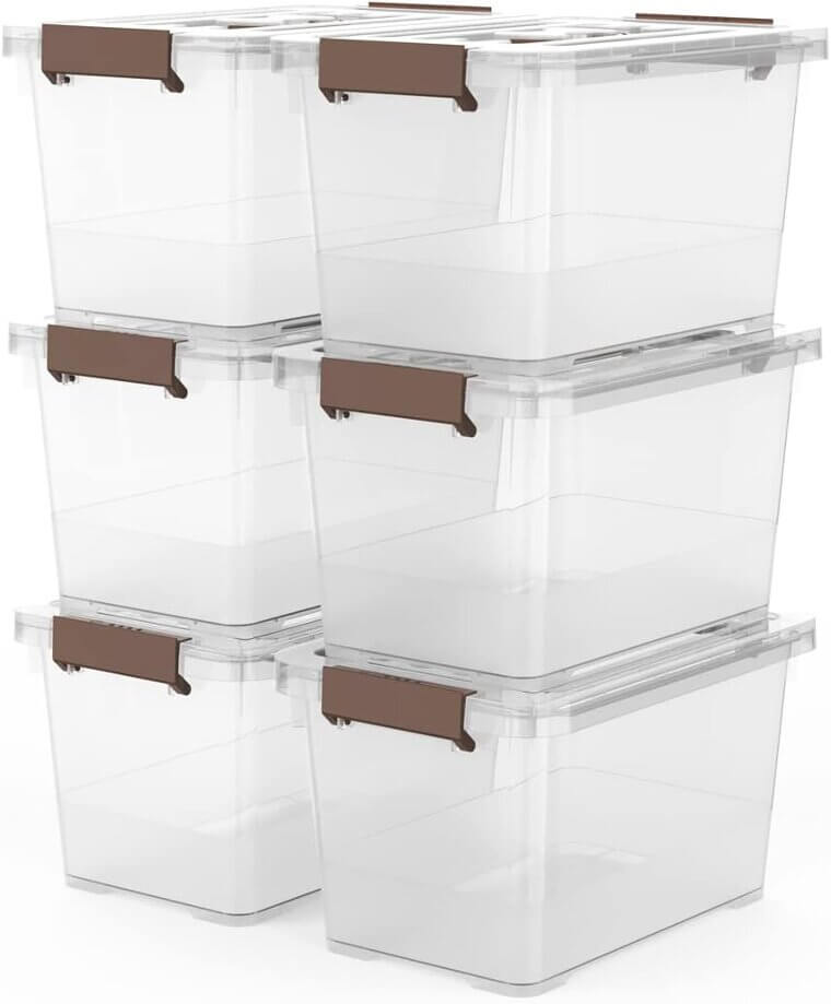 Clear Storage Bins - Versatile 6-Pack with Latching Lid - Enjoy 10% Off!