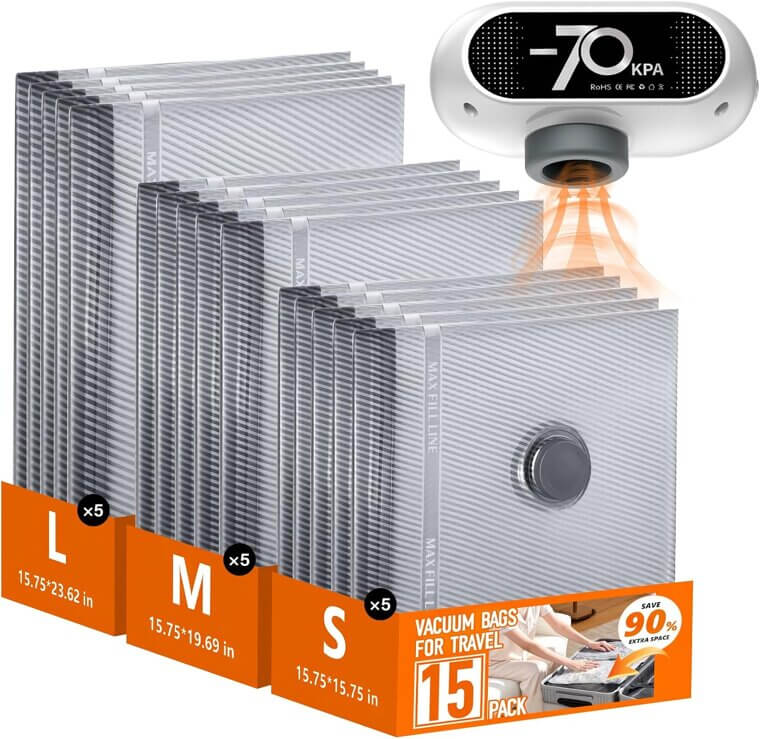 Travel Vacuum Bags - Maximize Luggage Space Effortlessly - Enjoy 46% Off!