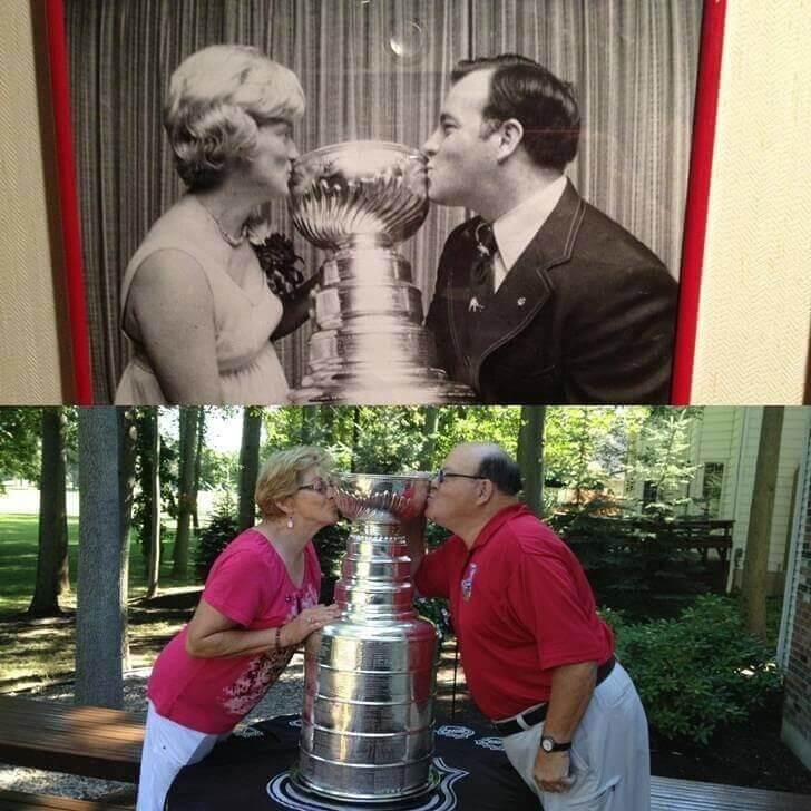 Legendary Hockey Coach Scotty Bowman And His Wife With The Stanley Cup