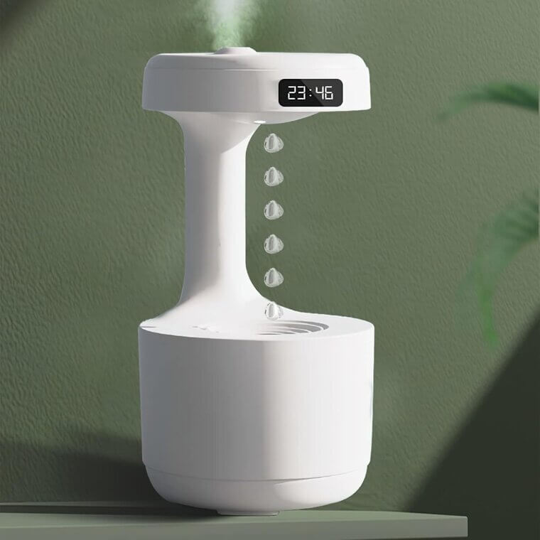 Anti Gravity Humidifier - Cool Mist & LED Clock for Your Space