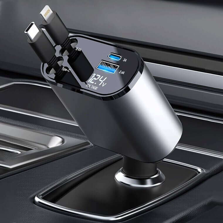 Retractable Car Charger with Fast Charging - Perfect for All Devices