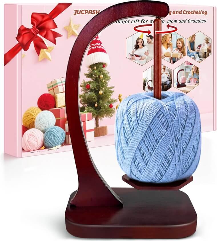 JUCPASH Yarn Holder - Smooth Rotating Wooden Spinner for Crocheting - 24% Off!