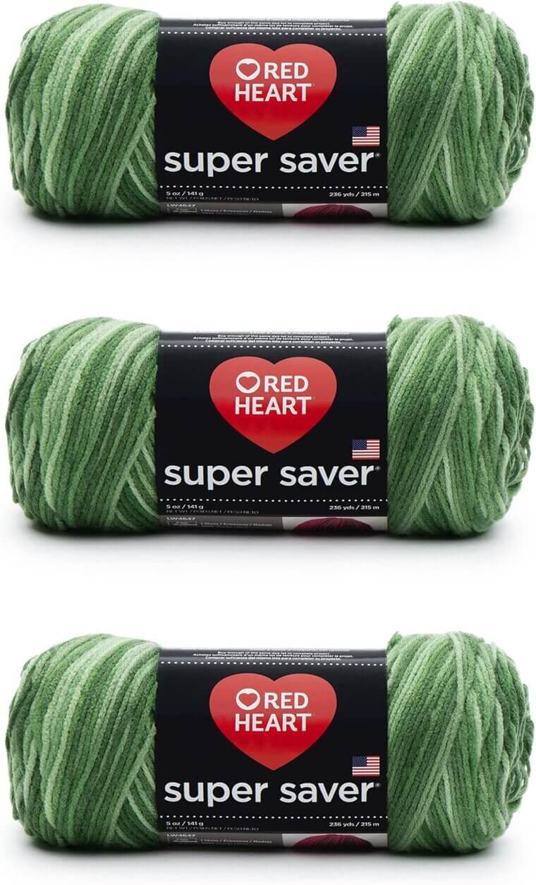 Red Heart Yarn - Vibrant Green Tones Trio - Now 15% Off!
